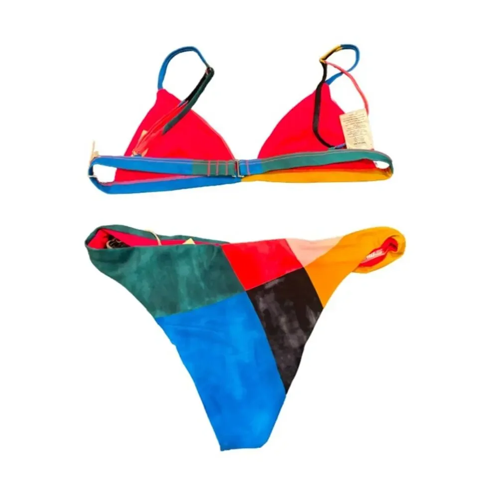 Mara Hoffman Astrid Triangle Bikini - Blue Multi Size S & M